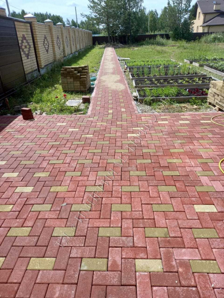Тротуарная плитка "Кирпичик" красный 100х200х30
