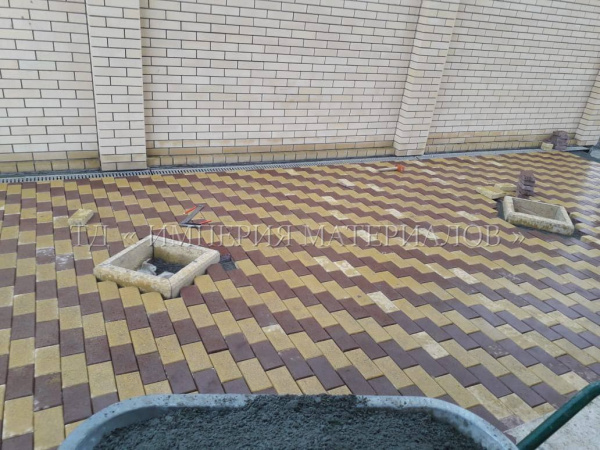Тротуарная плитка "Кирпичик" желтый 200x100x50
