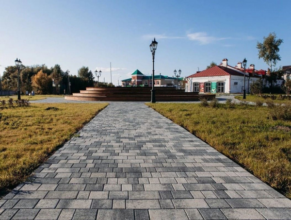 Тротуарная плитка Старый город гранит Антрацит, 80 мм. Поревит